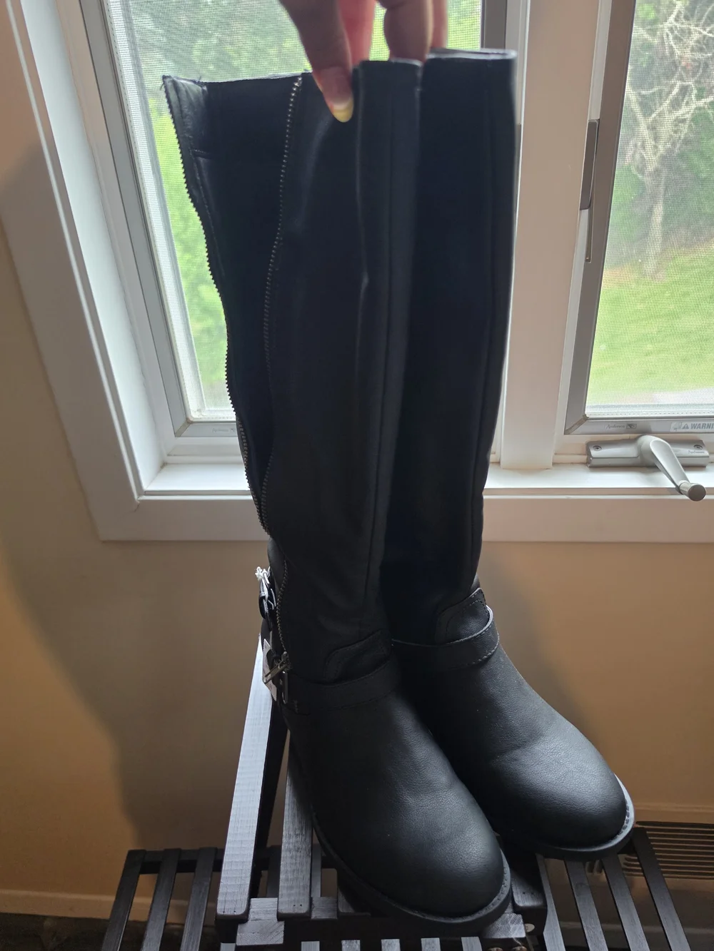 Black Women's Tall Zipper Riding Boots
